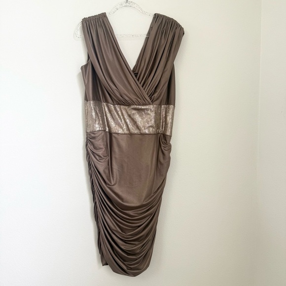 Tadashi Collection Sleeveless Stretch Ruched Gown Evening Dress Mother Bride 1X - Picture 1 of 6
